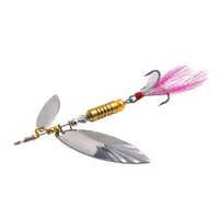 1pcs metal sliver rotating sequins spoon lure 7 5g spinner fishing hard bait with feather treble hook fishing accessories