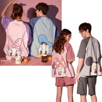 kawaii donald duck daisy couple pajamas womens summer anime cartoon short sleeved shorts thin mens homewear suit