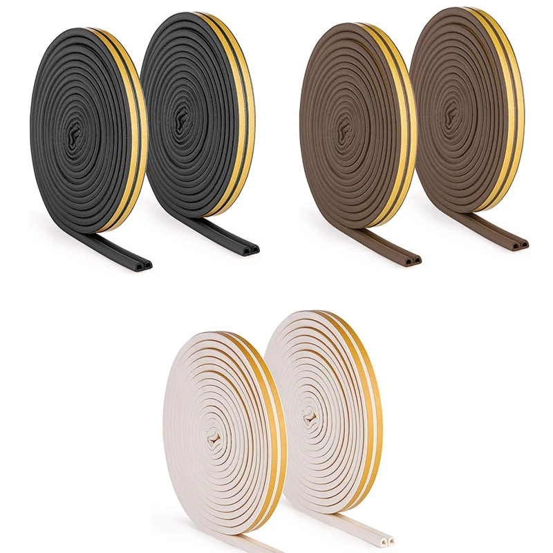

Weather Stripping Door Seal Strip Front Window Frame Foam Adhesive Rubber Soundproof, 2 Rolls Total Length 20M