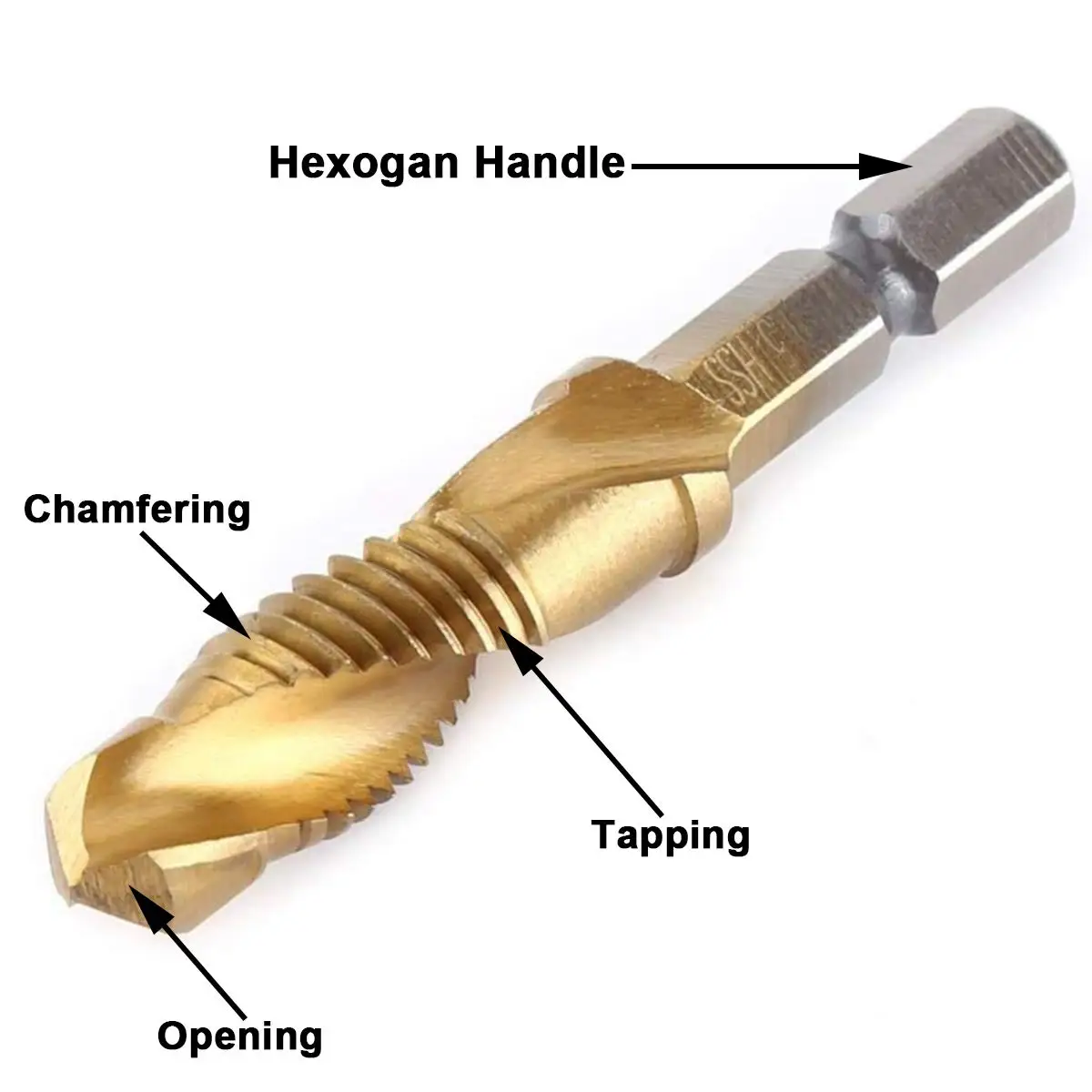 Hex Shank Titanium Plated HSS Screw Thread Metric Tap Drill Bits Screw Machine Compound Tap M3 M4 M5 M6 M8 M10 Hand Tools images - 6