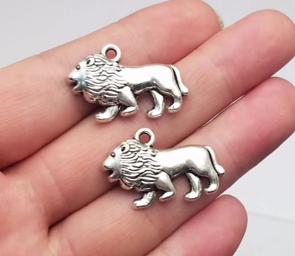 

15pcs/lot--29x18mm Antique Silver Plated Lion Charms Animals Wild Zoo Pendants DIY Supplies Jewelry Making Findings Accessories