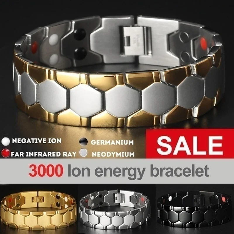 

Men Bracelet 3 IN 1 Health Energy Bangle Arthritis Twisted Magnetic Exquisite Bracelet Male Gift Power Therapy Magnets Wholesale