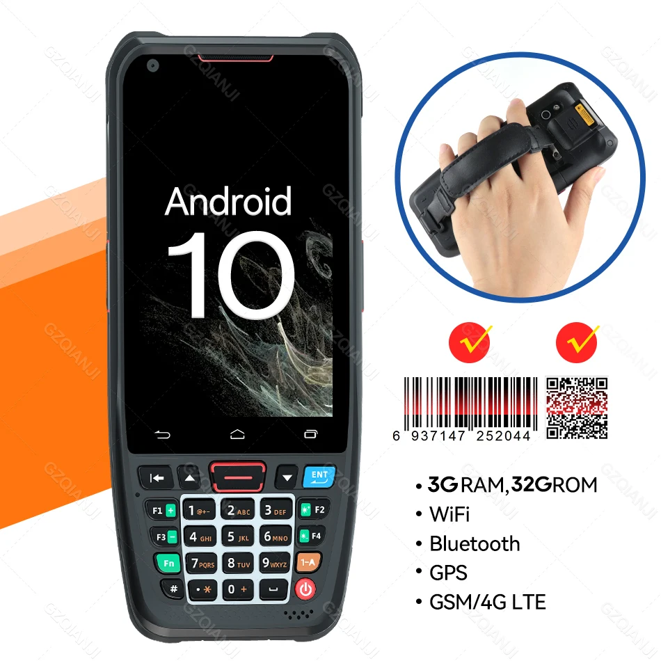 4G Handheld PDA Android 10 Barcode QR 1D 2D Scanner With Keyboard POS Terminal NFC Reader Data Collector WiFi 4G Bluetooth GPS