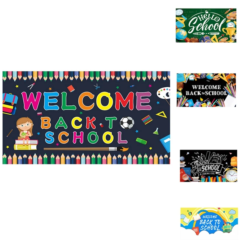 

Welcome Back To School Banner Flag Bunting Hanger Door Sign For Garland Boy Girl Kid Supplies Fabric Wall Decoration