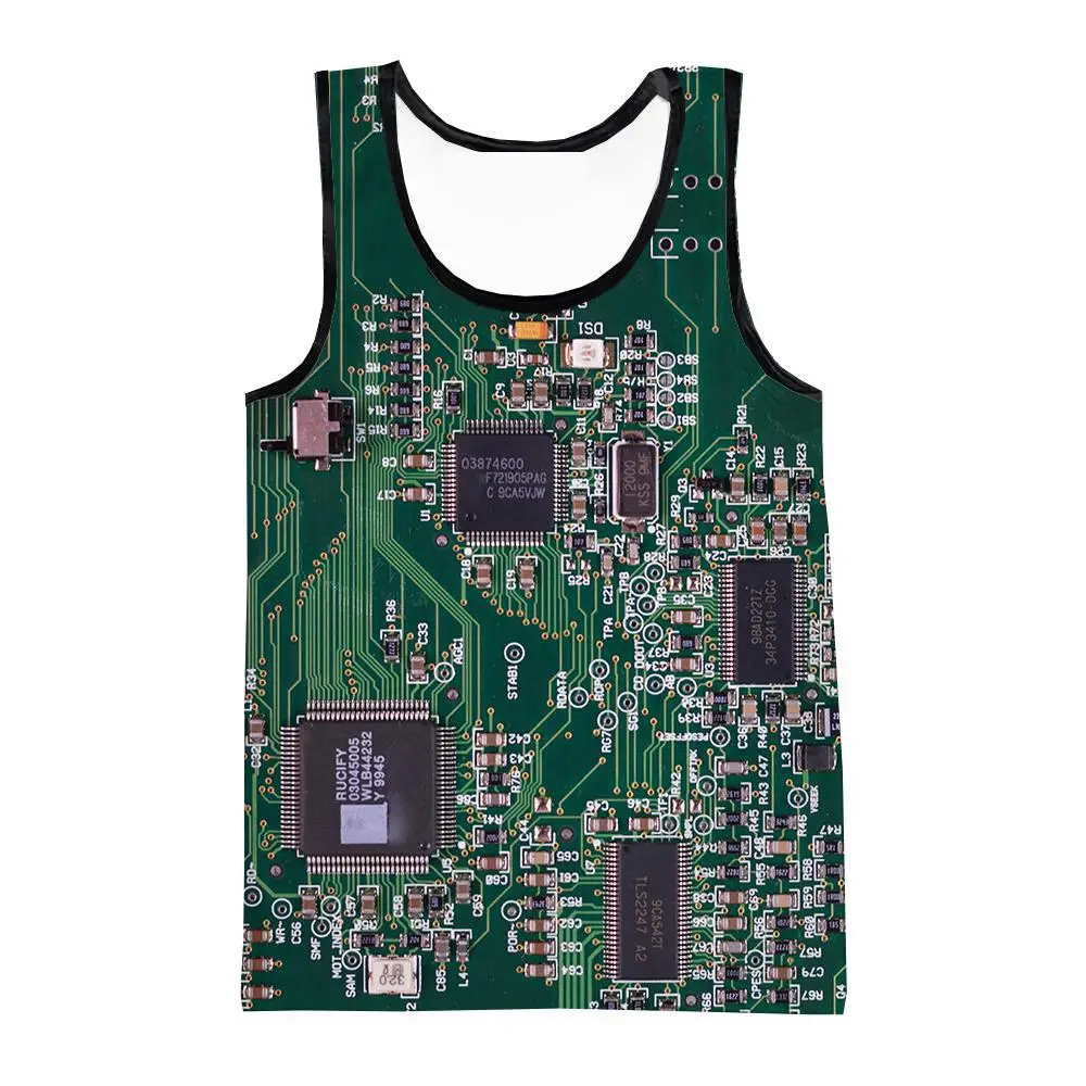 

Electronic Chip 3d Printing Tank Top Fashion And Fun Sleeveless Men's, Women's, And Children's Casual Street Style Thin T-shirt