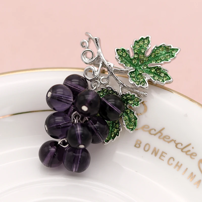 Lifefontier стеклянные бусины, кисточки, виноградные Броши для женщин, изысканная эмалированная брошь, булавка на воротник, ювелирные изделия, аксессуары 2023