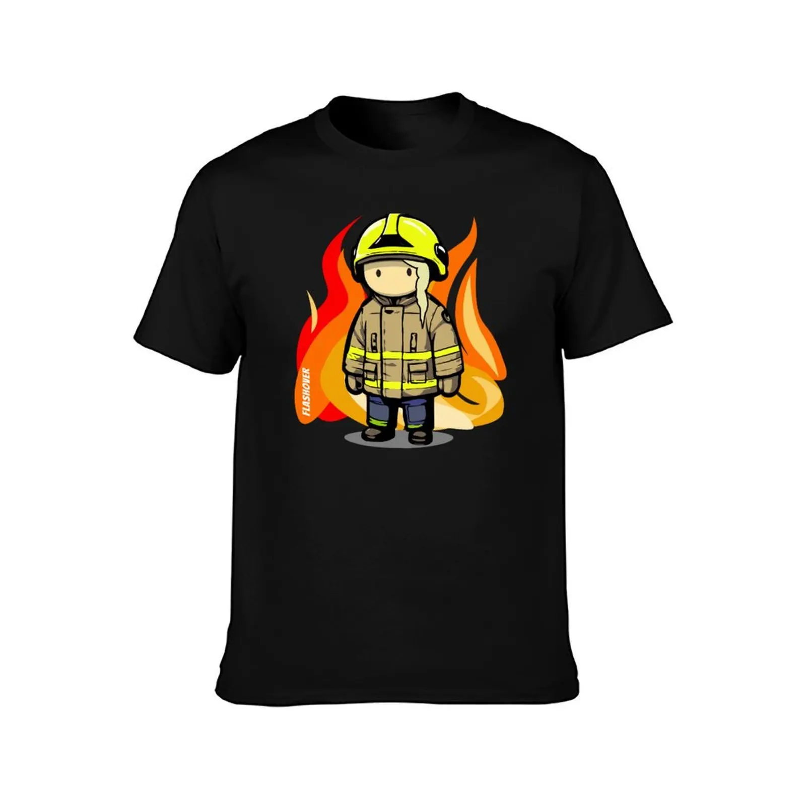 Фото Женская футболка Urban Firefighter - большой дизайн (светлые волосы), футболка с аниме, мужские футболки, хлопковая футболка №2
