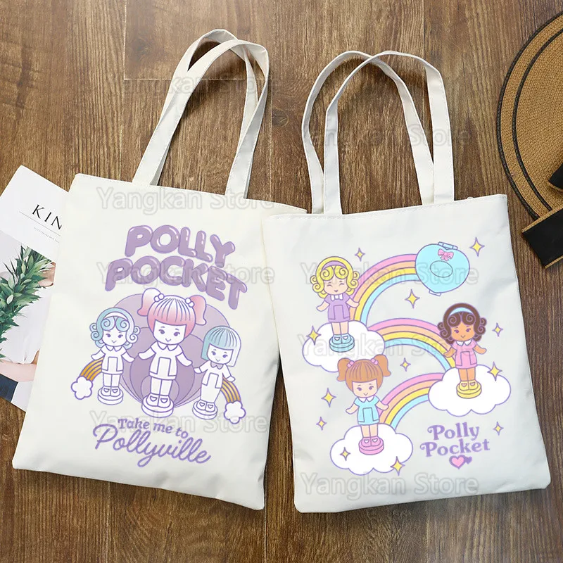 Фото Карманная сумка для покупок Polly с принтом, оригинальный дизайн, белые модные дорожные холщовые сумки унисекс №1