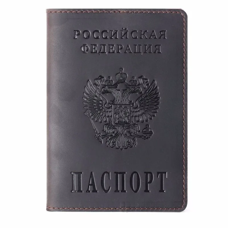 RU FR ES US IL Real Leather Passport Cover Case Genuine Leather Covers for Passport Holder Full Grain Leather