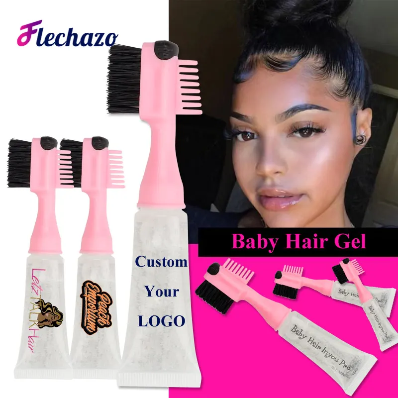 

Baby Hair Edge Control Brush and Gel Inside LOGO Customized 3N1 Edge Pro Brush Gel Women Girls Hair Styling Edges Toothbrush