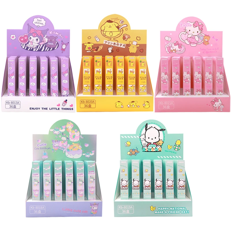 

36pcs Neutral Pen Kawaii Sanrio My Melody Hello kitty Kuromi Roller Ball Pen Writeing Pen School Supplies Stationery Wholesale