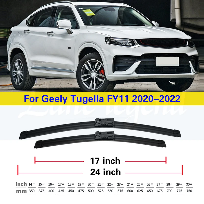 

Для Geely Tugella FY11 2020 2021 2022 переднее лобовое стекло, щетки стеклоочистителя, резак, автомобильные аксессуары 24 "+ 17"