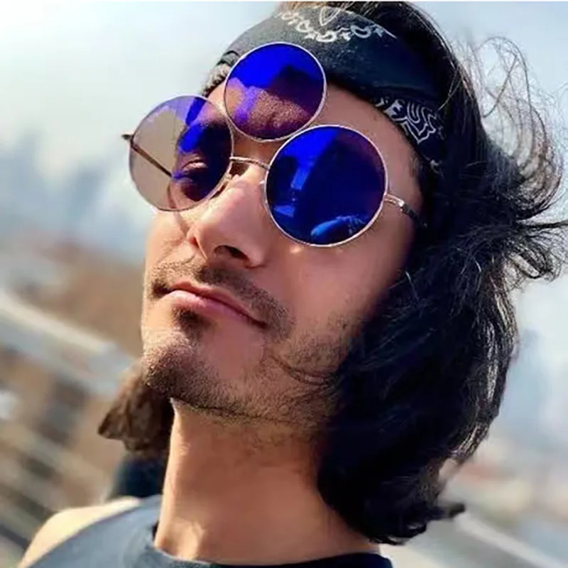 

2023 New Trend European and American Metal Retro Funny Punk Three eye Sunglasses for Men and Women UV400eyes