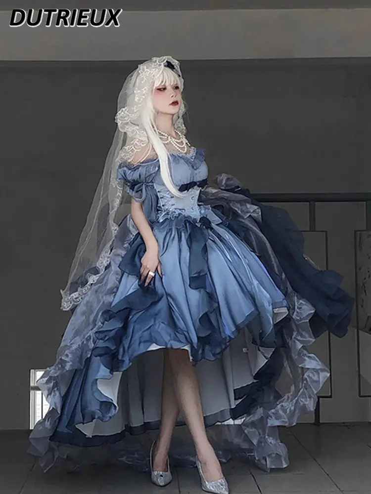 Платье принцессы тяжелой промышленности со шлейфом и зонтиком Новинка лета 2024