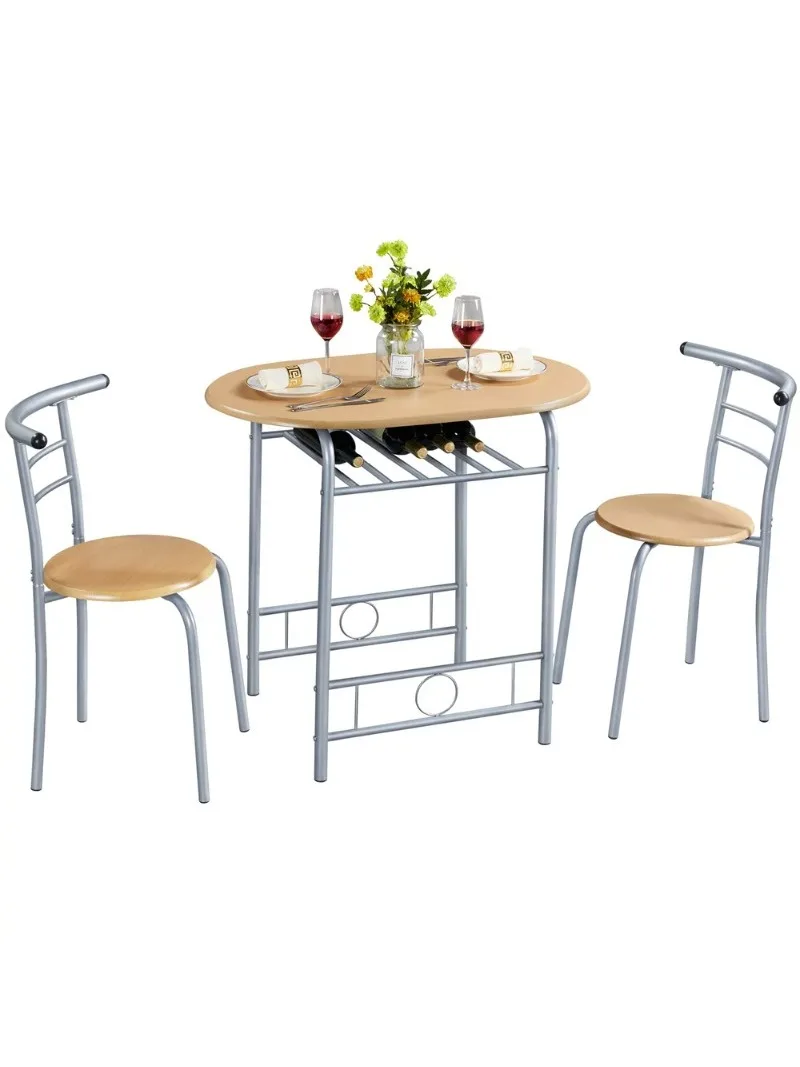 

Круглый обеденный стол Easyfashion из 3 предметов с подставкой для хранения, натуральный