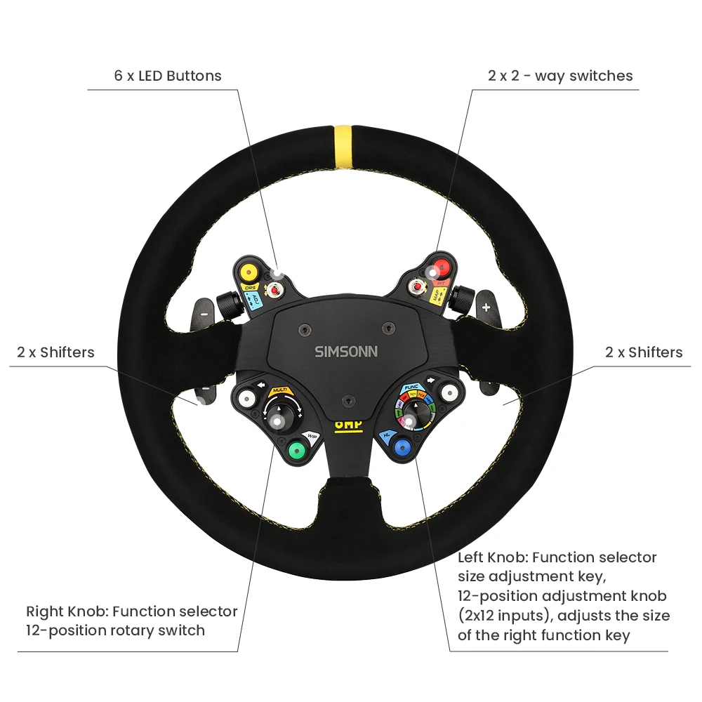 SIMSONN Sim Racing Рулевое колесо со светодиодной кнопкой Игровое весло переключения