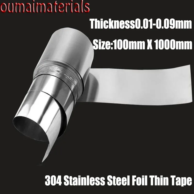 1Meter Width100mm 304 Stainless Steel Foil Thin Tape Thickness0.01-0.09mm Thin-gauge Plate All Sizes In Stock
