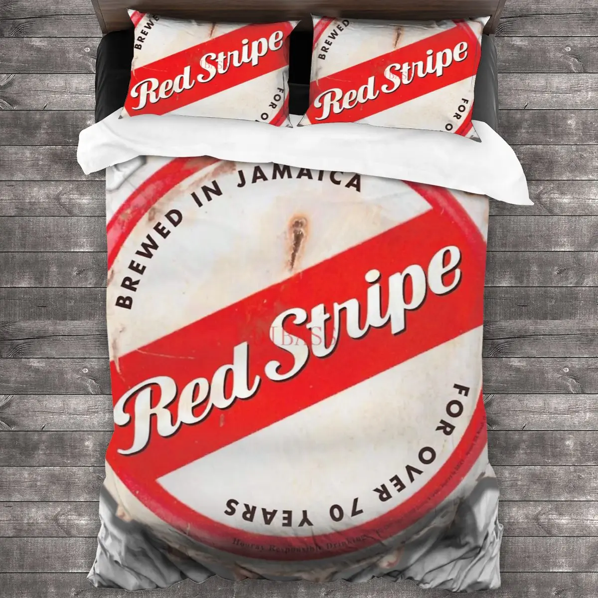 

Red Stripe Bottle Cap Soft Microfiber Comforter Set with 2 Pillowcase Quilt Cover With Zipper Closure