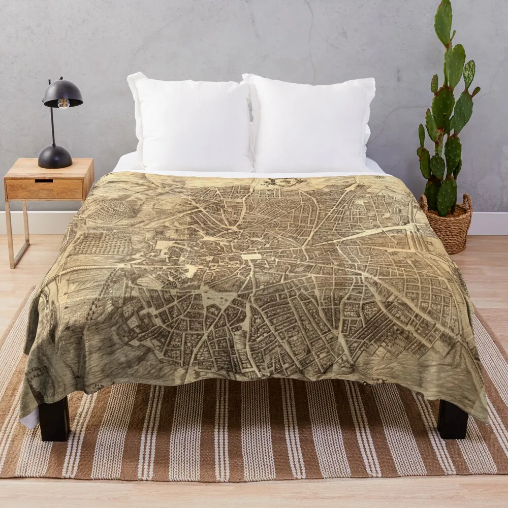 Карта города Мадрида 1656 от Don Pedro Teixeira плед в стиле аниме тяжелые одеяла