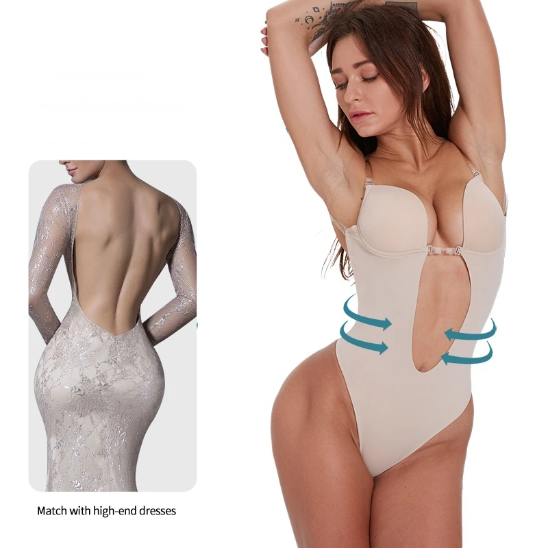 

Женское боди с открытой спиной и глубоким V-образным вырезом