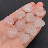 natural stone pink crystal heart necklace pendant 15 20mm rose quartz pendant charms jewelry making diy earrings women bracelet