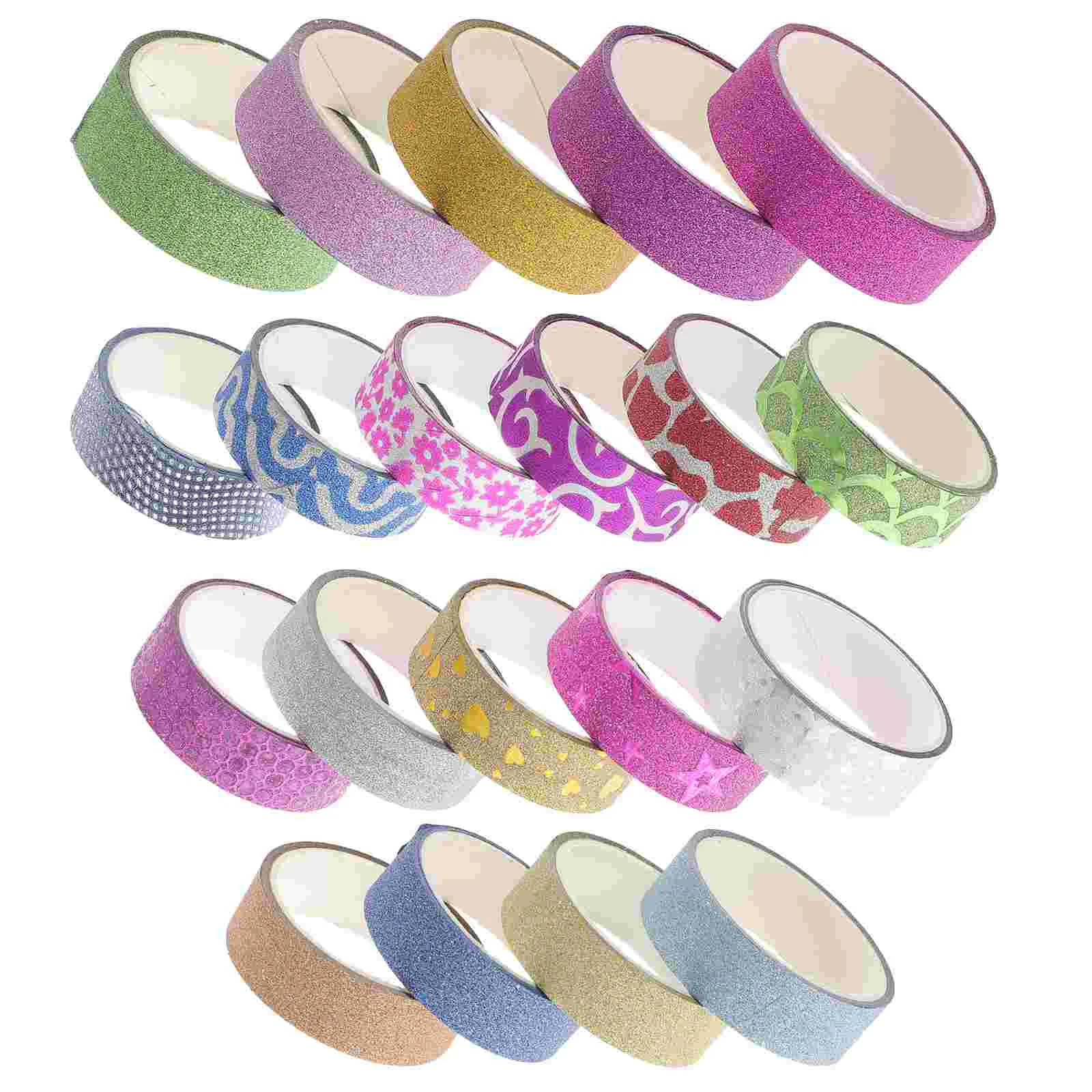 

Tape Adhesive Color Glitter Sticker Tapes Masking Paper Washi Diy Self Decorative Stickers Colored Scrapbook Craft Patterned Set