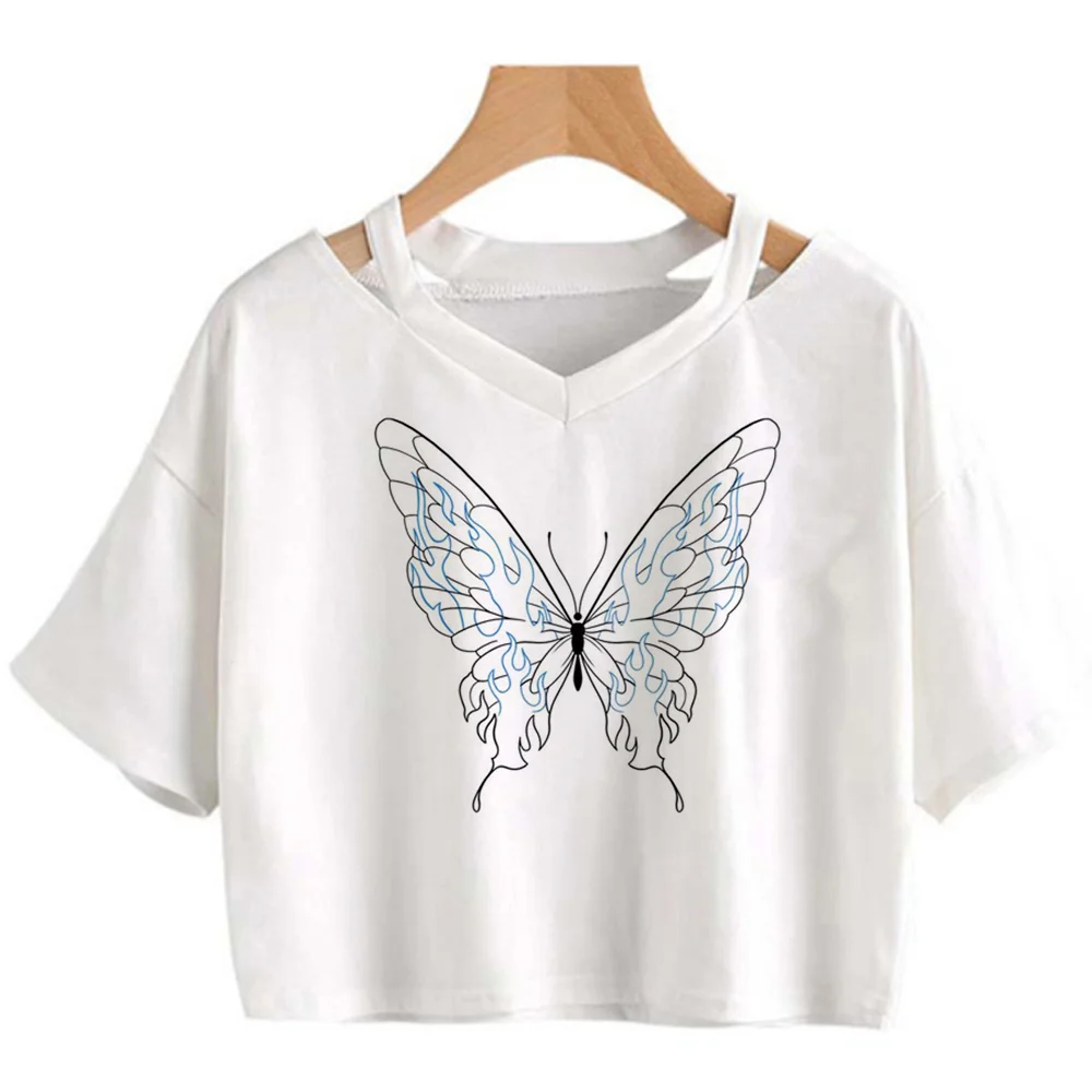 

Майка-бабочка в эстетике 90-х, хиппи yk2 кроп-топ для девушек, манга 90-х, милая одежда, футболка