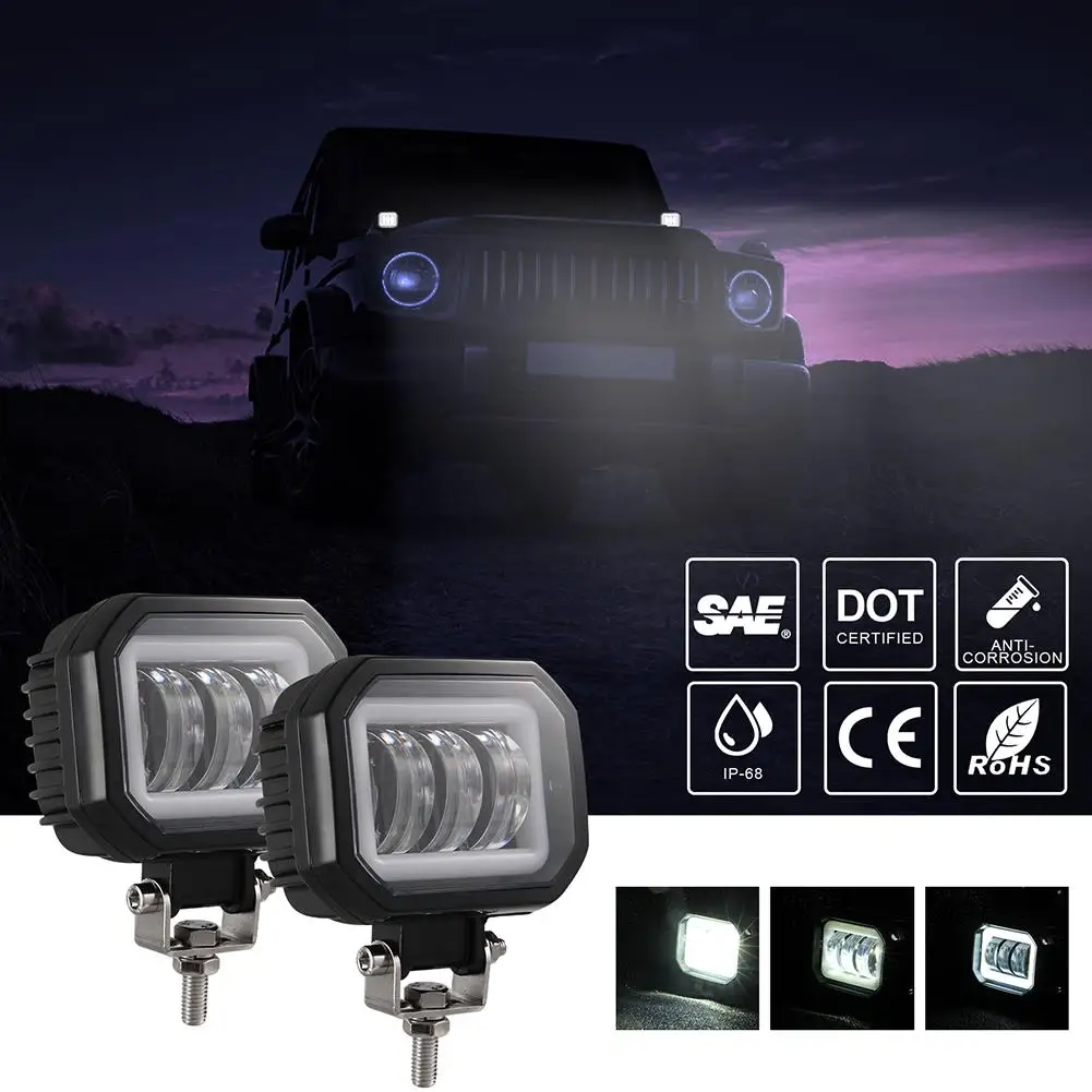 

2pcs 4 Inch Motorcycle Led Work Light 30w 6000k Off-road Vehicle External Spotlight Electric Bike Universal Dropship
