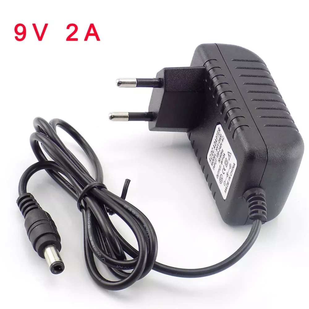 

Power adapter 9V 2A 2000ma 5.5x2.1mm 5.5x2.5mm 1M cable power supply EU US adaptor AC 100V-240V Converter Adapter