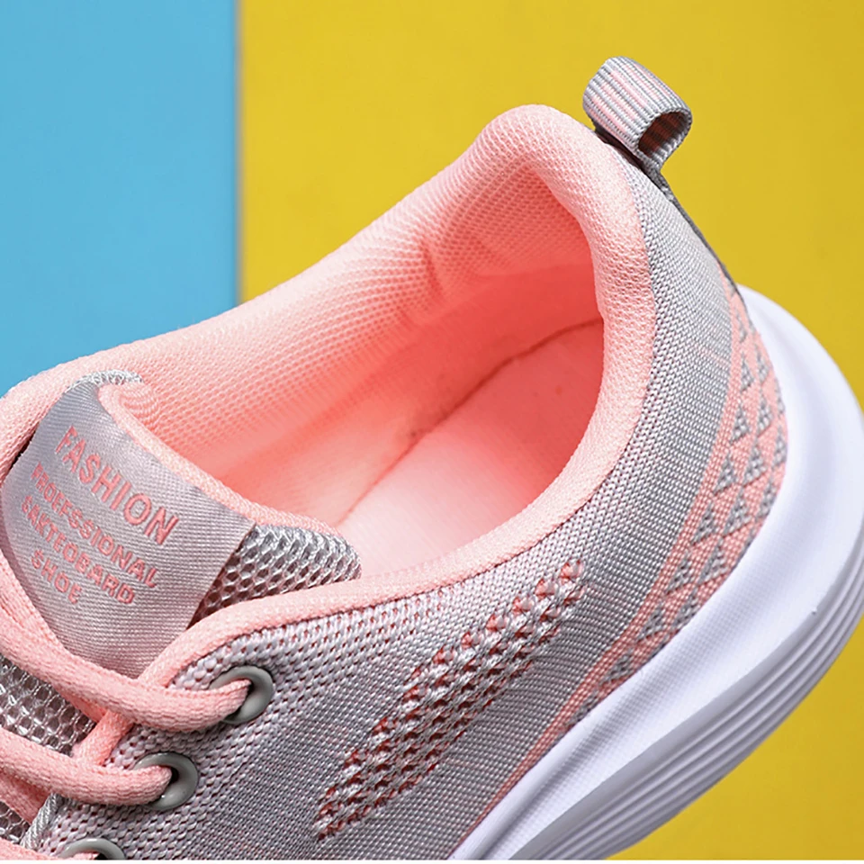 Loekeah Fashion Ladies Running Shoes Comfortable Soft Mesh Casual Shoes Breathable Flat Sneakers For Outdoor Sports Tennis