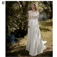 lace chiffon boho wedding dresses long sleeves 2022 open back robe de mariee vintage beach floor length white ivory bridal gowns