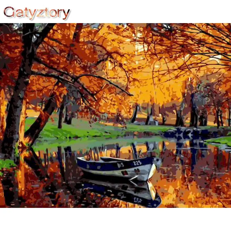 

GATYZTORY Acrylic Paint By Numbers Landscape Oil Painting By Numbers On Canvas 40x50cm Autumn Scenery Frameless DIY Home Decor