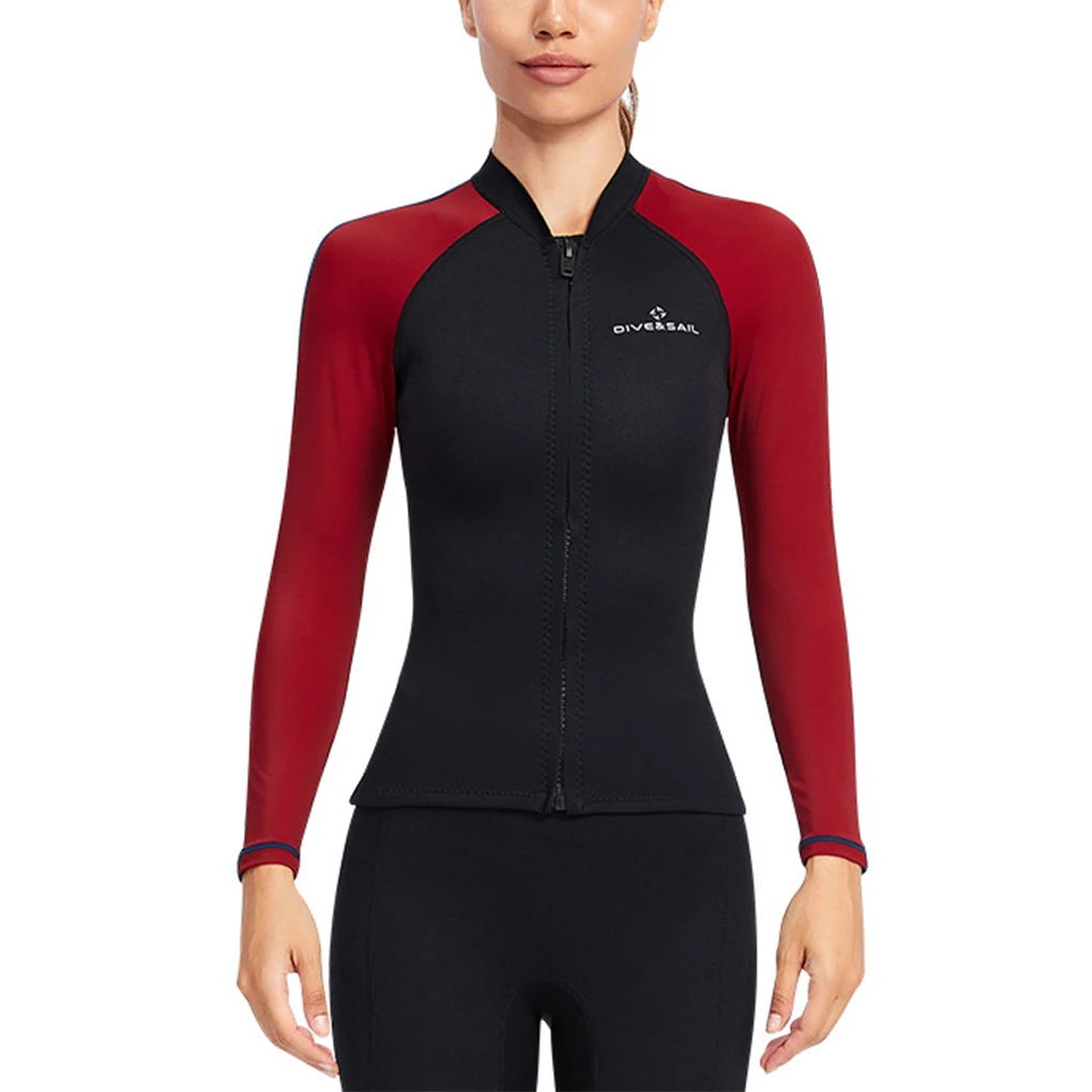 

Wetsuit Tops 1.5mm Premium Neoprene Keep Warm Long Sleeve Wetsuits Jacket Canoe Scuba Surf Suit Women's red M
