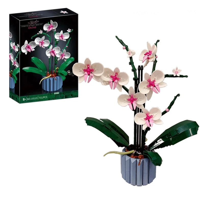

Moc Bouquet Orchid Block Flower Succulents Potted Building Blocks FIT for 14+y Romantic Kit Assembly Building Toy girl gift