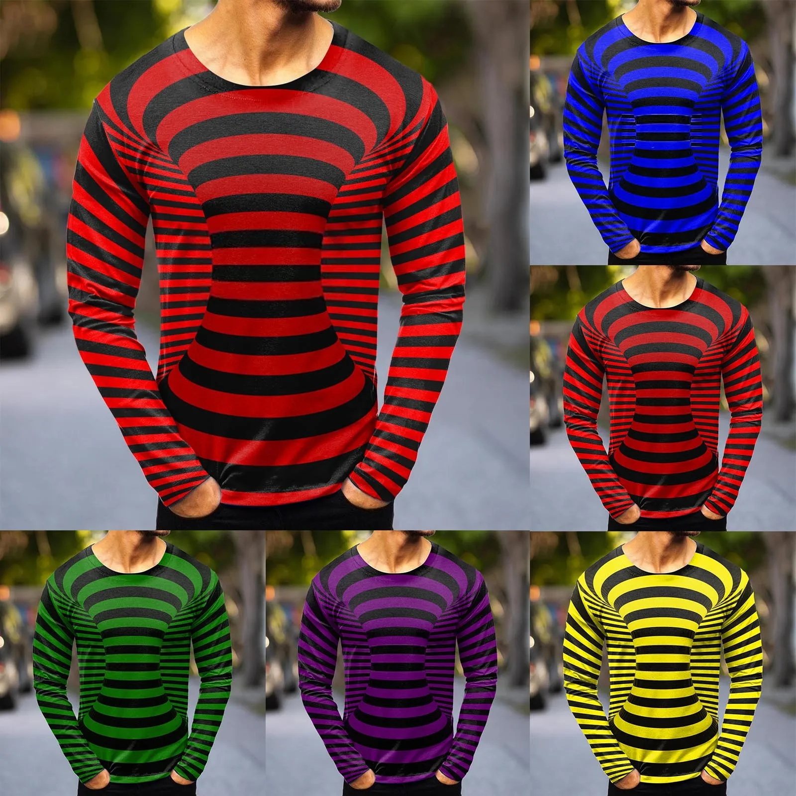 

Heart Shirts for Men Mens Fashion Casual Sports Abstract Digital Printing Round Neck T Shirt Black Long Sleeve Undershirt Men