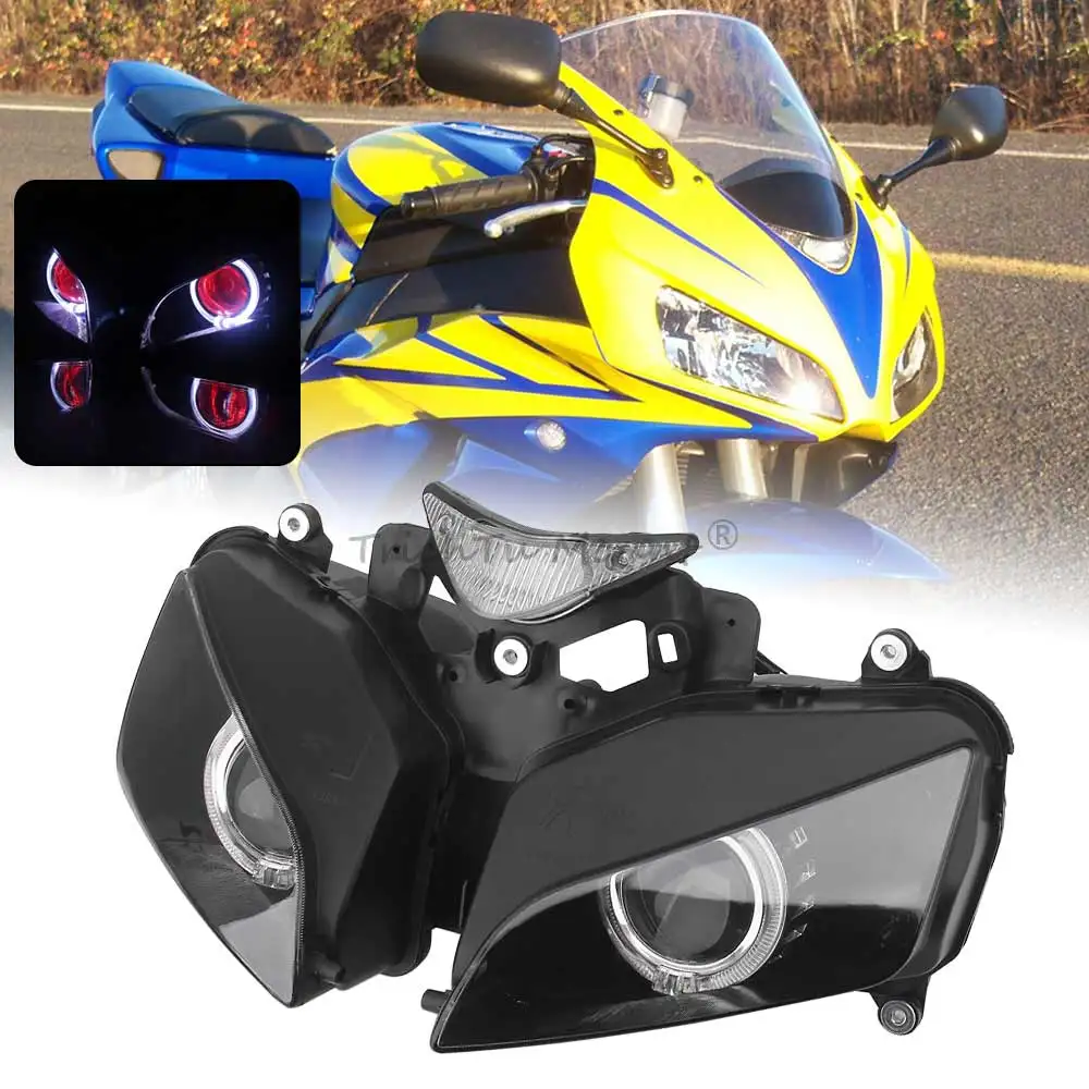 

Передняя фара для мотоцикла, дальний/ближний свет, синий, белый, ангельский глаз, фара в сборе для Honda CBR1000RR CBR 1000RR 2004-2007