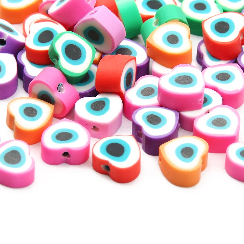 20/50/100pcs Mixed Eye Clay Heart Spacer Beads Polymer For Jewelry Making Diy Bracelet Necklace Handmade Accessorie - купить по