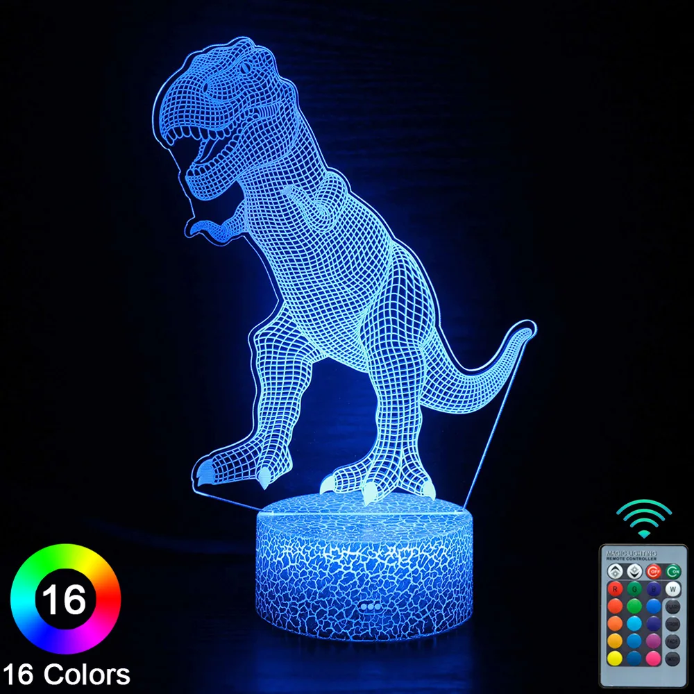 

Динозавр, светодиодный 3D ночник, сенсорный пульт дистанционного управления, новинка, настольная лампа, декор для комнаты, Рождественский по...