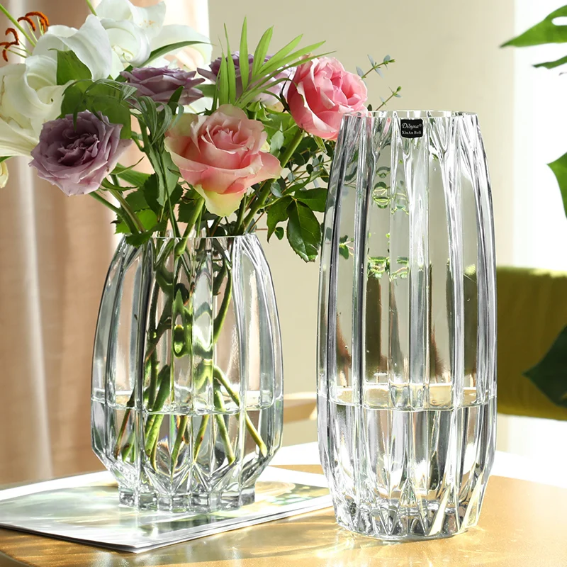 

Скандинавская простая большая стеклянная ваза прозрачная цветная ваза для гидропоники насыщенная бамбуковая Лилия ваза для гостиной Цветочная композиция украшения