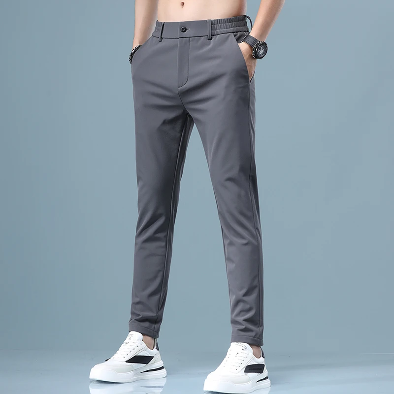 Nylon Quick-drying Casual Pants Men 2022 Summer Korea Style Thin Green Solid Color Fashion Pocket  Full Length Casual Work Pants