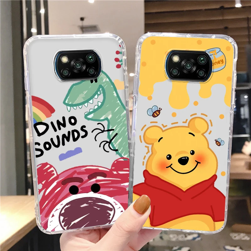 

Winnie the Pooh Bear Disney Phone Case For Xiaomi Mi Poco X4 X3 NFC X2 F4 F3 GT M5 M5s M4 M3 Pro C40 C3 5G Transparent Cover