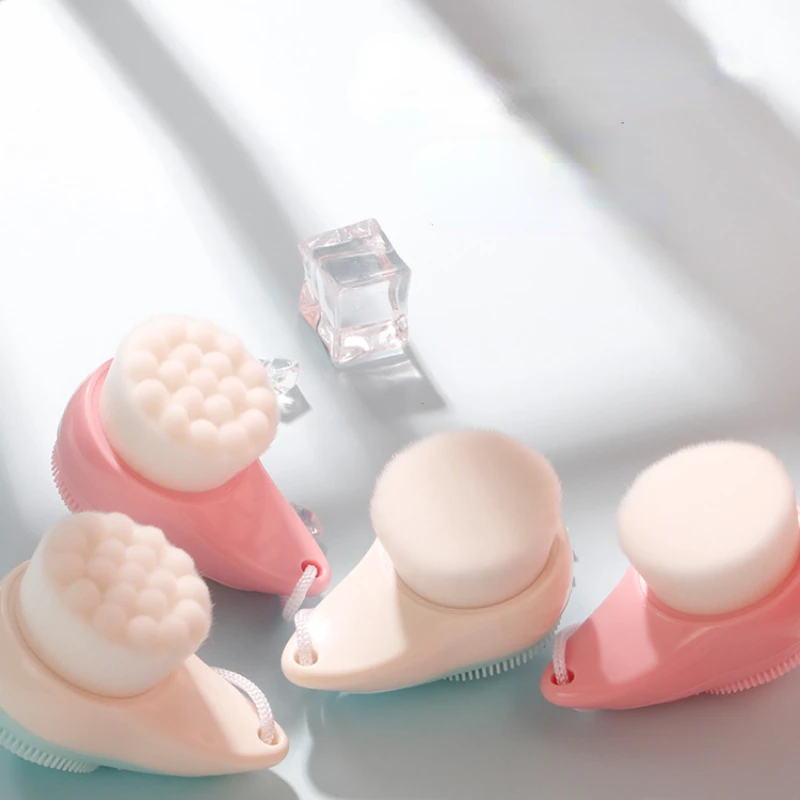 

1pc Silicone Double Face Wash Brush Nylon Bristles Brush Small Raindrop Face Wash Brush Facial Cleansing Brush