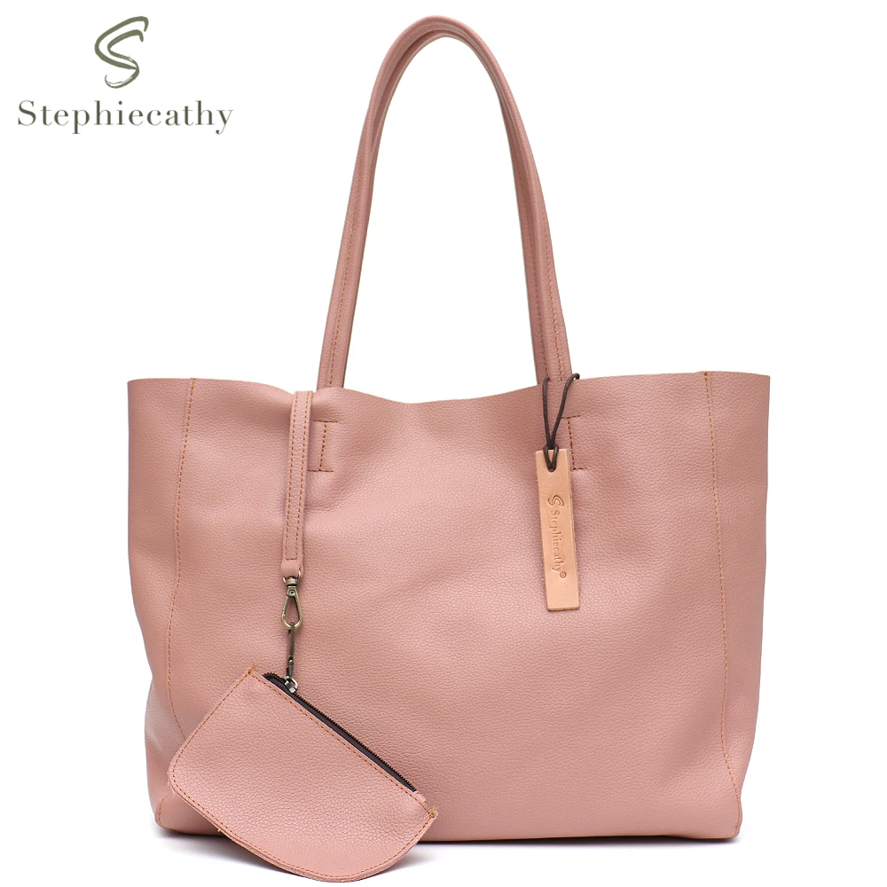 SC Niche Brand Design Women Genuine Leather Tote Handbags Large Simple Shopper Laptop Bags Soft Casual Daily Work Shoulder Purse