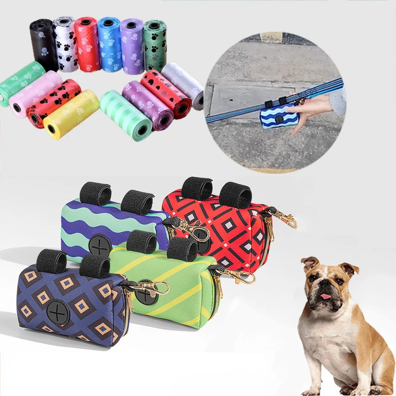 

5 8 10Roll Portable Dog Poop Biodegradable Bag Dispenser Pouch Pet Pick Up Bag Holder Garbage Bags Outdoor Clean Pets Supplies