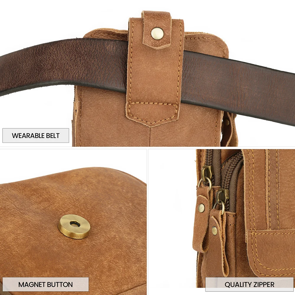 Мужская поясная сумка из натуральной воловьей кожи забавная маленькая сумочка