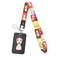 disney princess key lanyard car keychain id card pass gym mobile phone badge kid key ring holder jewelry decorations