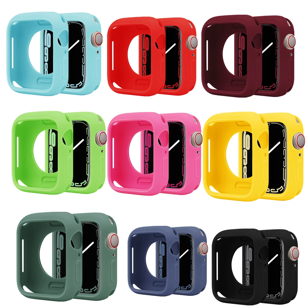 Чехол для Apple Watch Series 7/6/5/4/3/SE/2 мягкий силиконовый чехол iWatch тонкий бампер из ТПУ