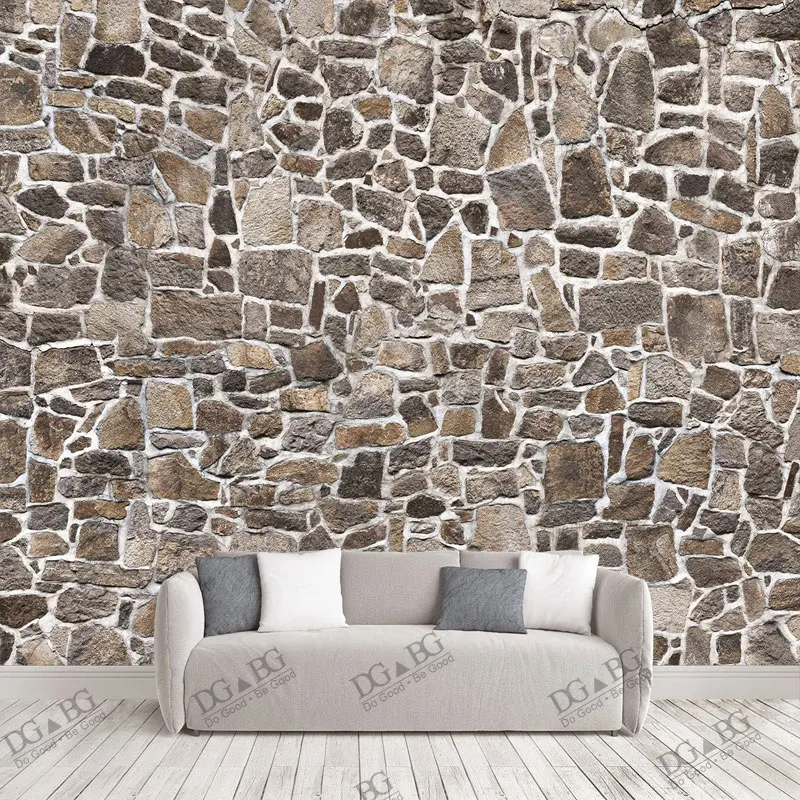 

3D-обои с изображением скалы, большие настенные фрески в винтажном стиле, с изображением кирпича, для гостиной, спальни, фотообои на заказ