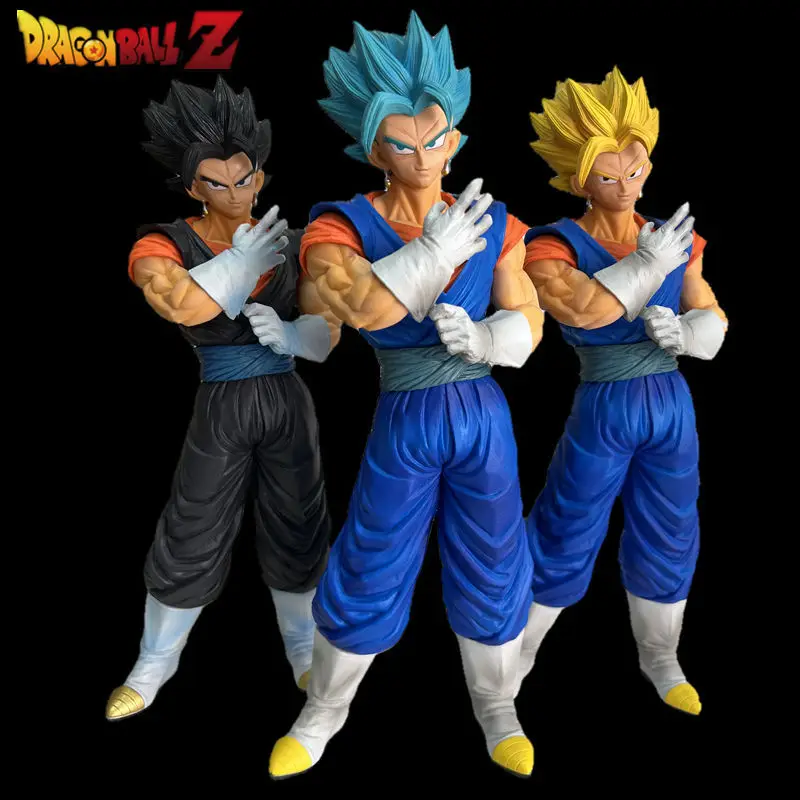 33cm Vegetto Figure Dragon Ball Z Super Saiyan God Blue Hair Vegeta IV Son Goku Fusion Figurines Use Potara Big PVC Model