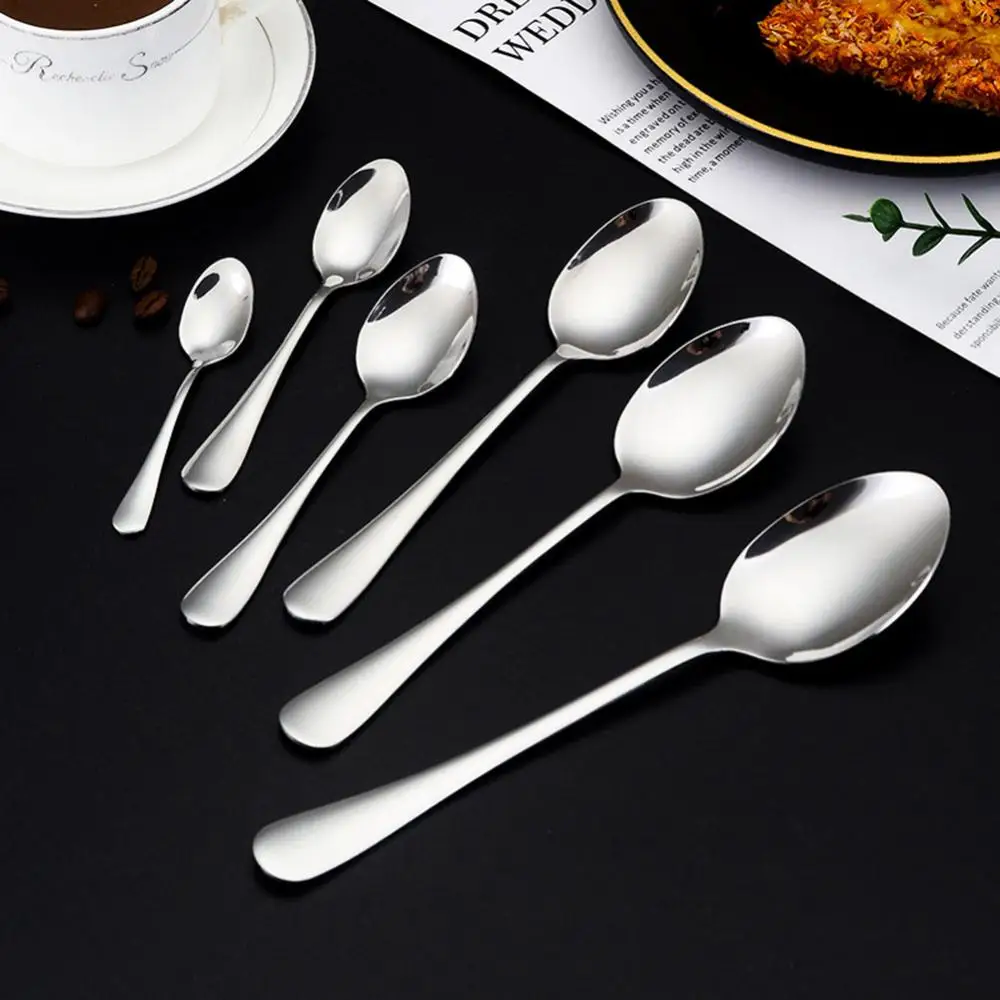 

Thicker Long Handle Soup Spoon High Quality 304 Stainlee Steel Soup Ladle Creative Tableware Dinner Spoon Stainless Steel Spoons